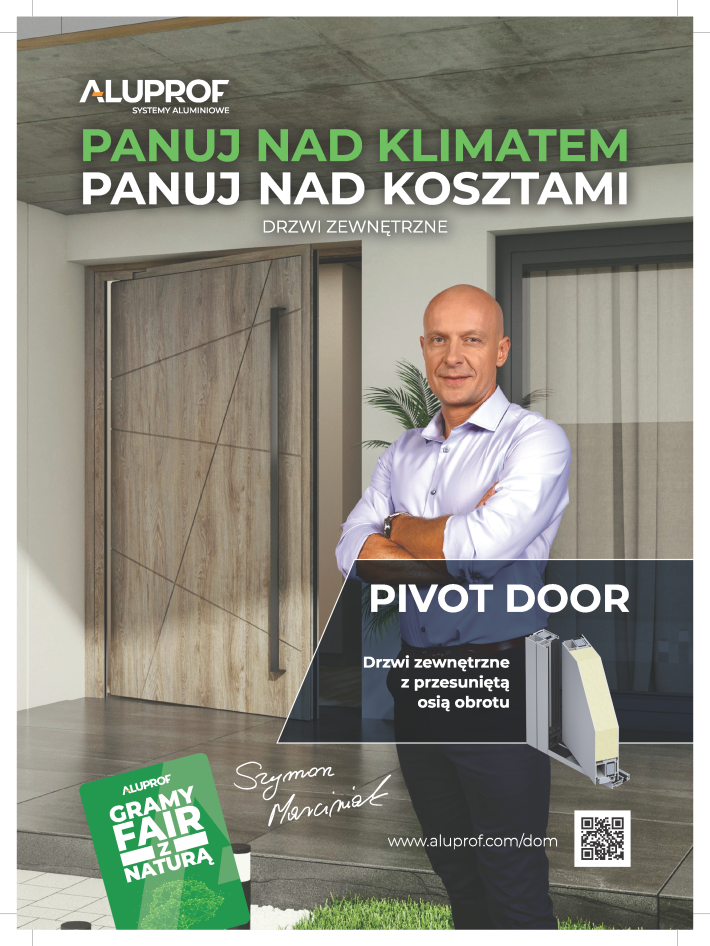 Drzwi zewnętrzne z przesuniętą osią obrotu