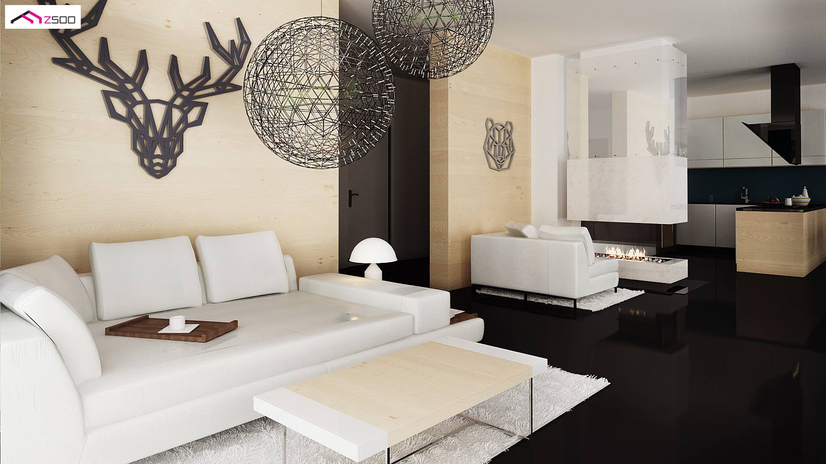 Projekt domu Zx151 Nowoczesny dom z półpiętrem, dużymi przeszkleniami i ...