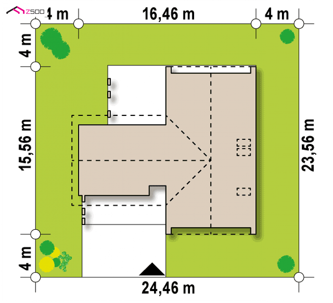 Z357 to wyjątkowy dom z kategorii projekty domów z garażem dwustanowiskowym Gotowy projekt domu Z357 - Dom z poddaszem użytkowym, garażem dwustanowiskowym oraz antresolą.