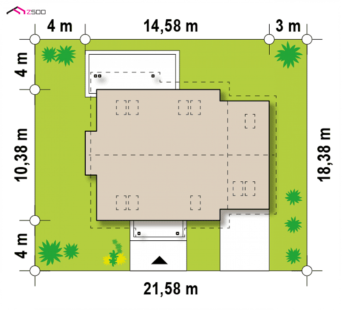 Z108 to wyjątkowy dom z kategorii projekty domów z garażem jednostanowiskowym Gotowy projekt domu Z108 - Dom z poddaszem, wykuszem w jadalni, dodatkowym pokojem na parterze i garażem.