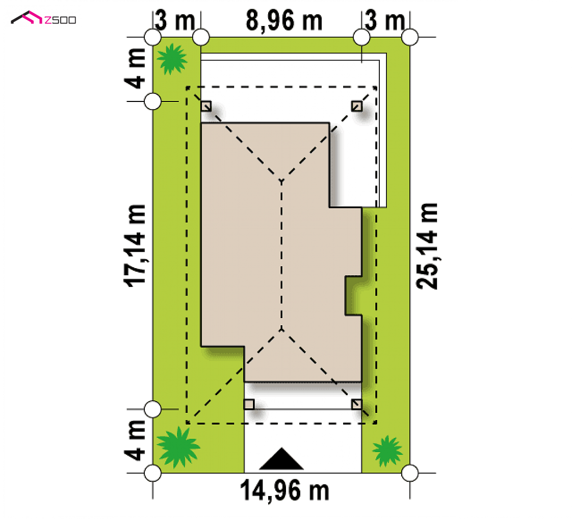 Z366 to wyjątkowy dom z kategorii projekty domów do 90 m2 Gotowy projekt domu Z366 - Dom parterowy na wąską działkę