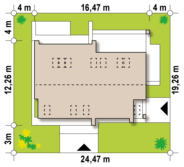Z346 to wyjątkowy dom z kategorii projekty domów z większą liczbą pokoi Gotowy projekt domu Z346 - Dom dwulokalowy z poddaszem użytkowym, dachem dwuspadowym, zadaszonymi tarasami