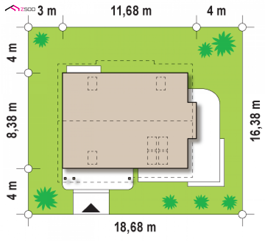 Z113 to wyjątkowy dom z kategorii projekty domów z większą liczbą pokoi Gotowy projekt domu Z113 - Projekt wygodnego domu z poddaszem, salonem od frontu i kuchnią od ogrodu.