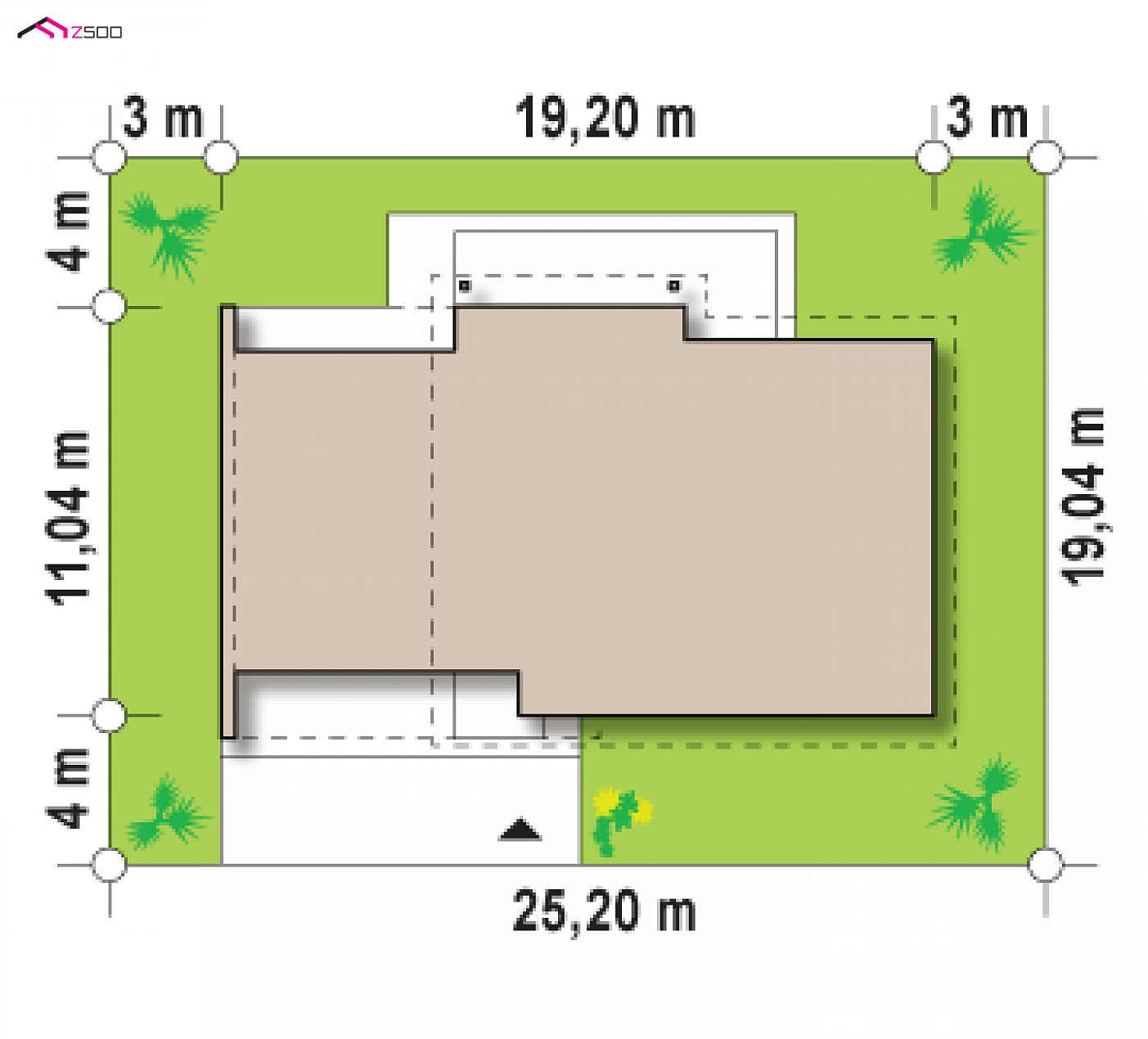 Z182 D to wyjątkowy dom z kategorii projekty domów parterowych Gotowy projekt domu - Parterowy dom z dużym bocznym garażem na 2 auta, we współczesnym stylu.