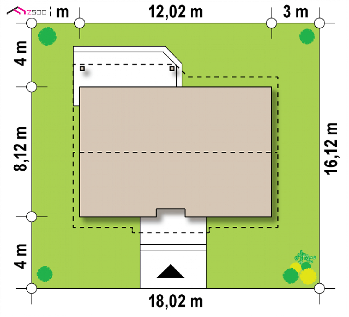 Z7 D 35 to wyjątkowy dom z kategorii projekty domów z czterema pokojami Gotowy projekt domu Z7 D 35 - Wersja projektu Z7 w technologii szkieletowej z kątem nachylenia dachu 35 stopni
