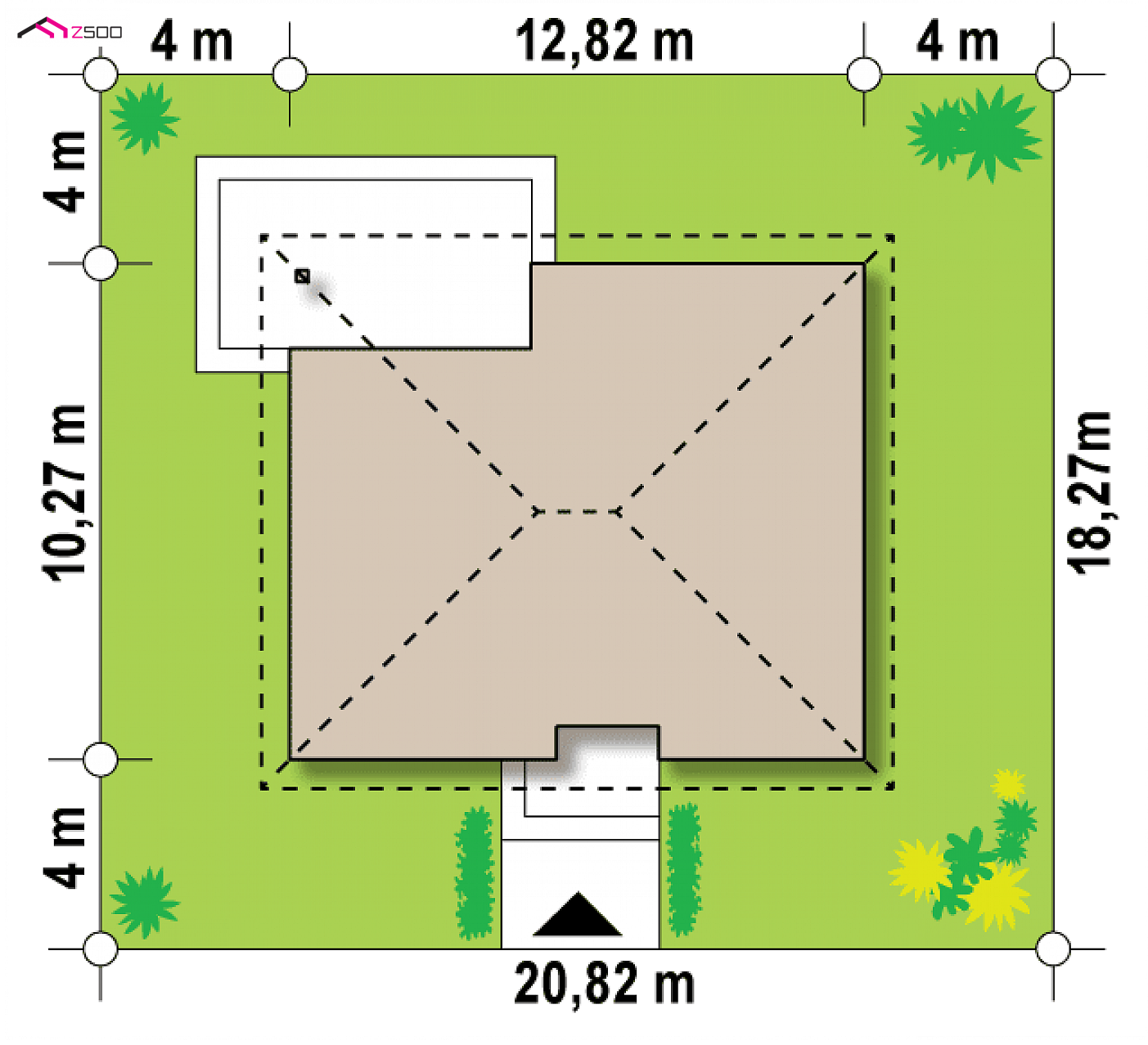 Z273 D a to wyjątkowy dom z kategorii projekty domów parterowych Gotowy projekt domu - Powiększona wersja projektu z273 z kotłownią na paliwo stałe