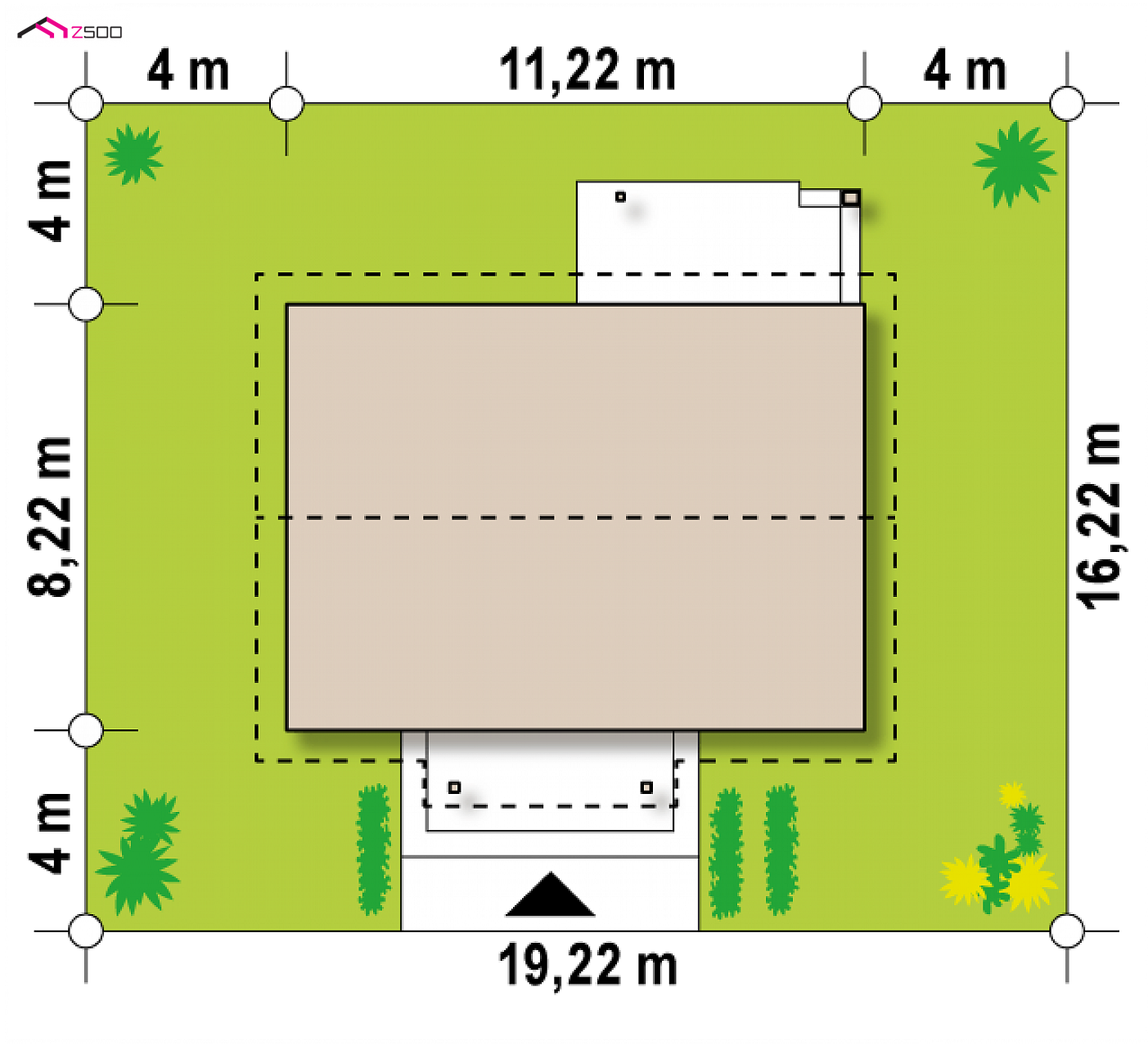 Z253 D to wyjątkowy dom z kategorii projekty domów parterowych Gotowy projekt domu - Parterowy dom z dwuspadowym dachem, tani w budowie i eksploatacji.