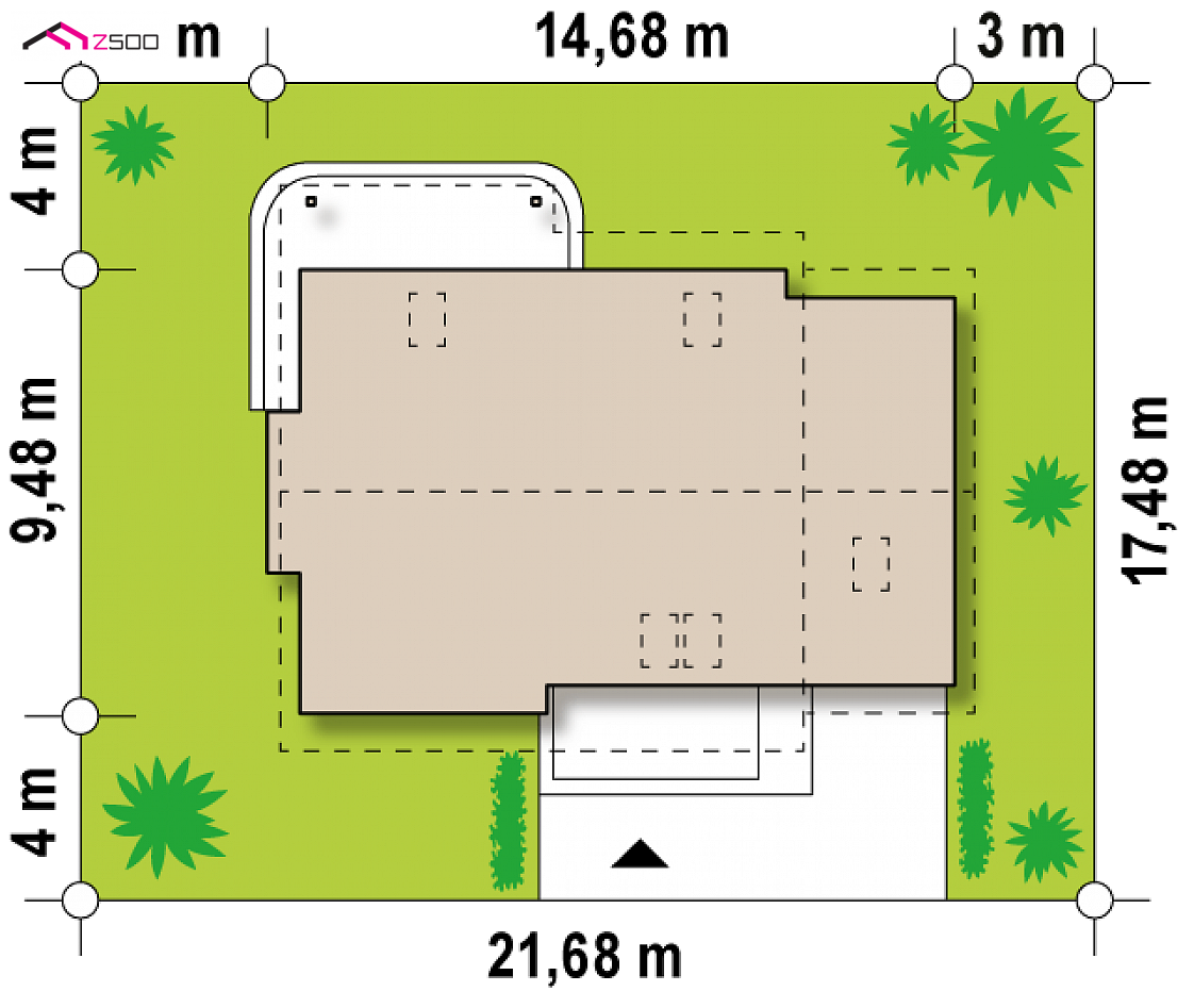 Z120 to wyjątkowy dom z kategorii projekty domów z garażem jednostanowiskowym Gotowy projekt domu Z120 - Łatwy w budowie projekt domu z poddaszem, dwuspadowym dachem oraz garażem i p.g.