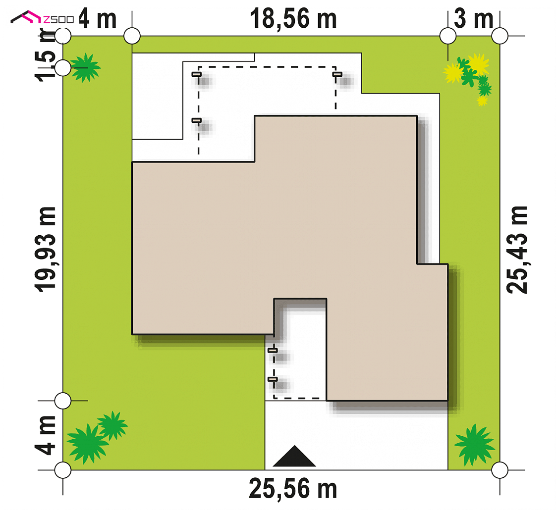Zx78 to wyjątkowy dom z kategorii projekty domów z czterema pokojami Gotowy projekt domu Zx78 - Nowoczesny dom z garażem od frontu, zadaszeniem z pergoli oraz 3 sypialniami.