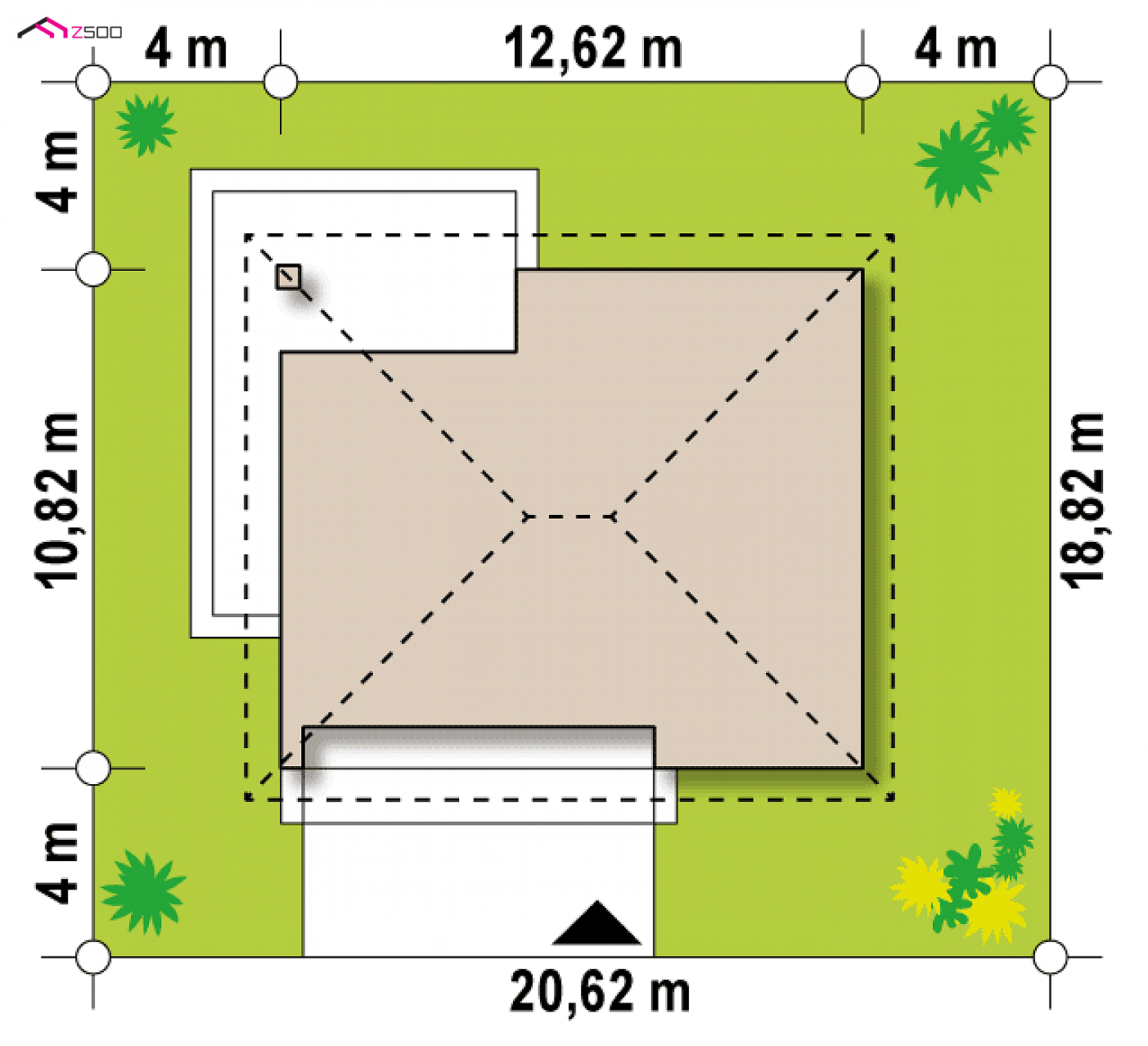 Z332 D to wyjątkowy dom z kategorii projekty domów parterowych Gotowy projekt domu - Parterowy, tradycyjny dom w konstrukcji drewnianej z dachem kopertowym do 100m2.