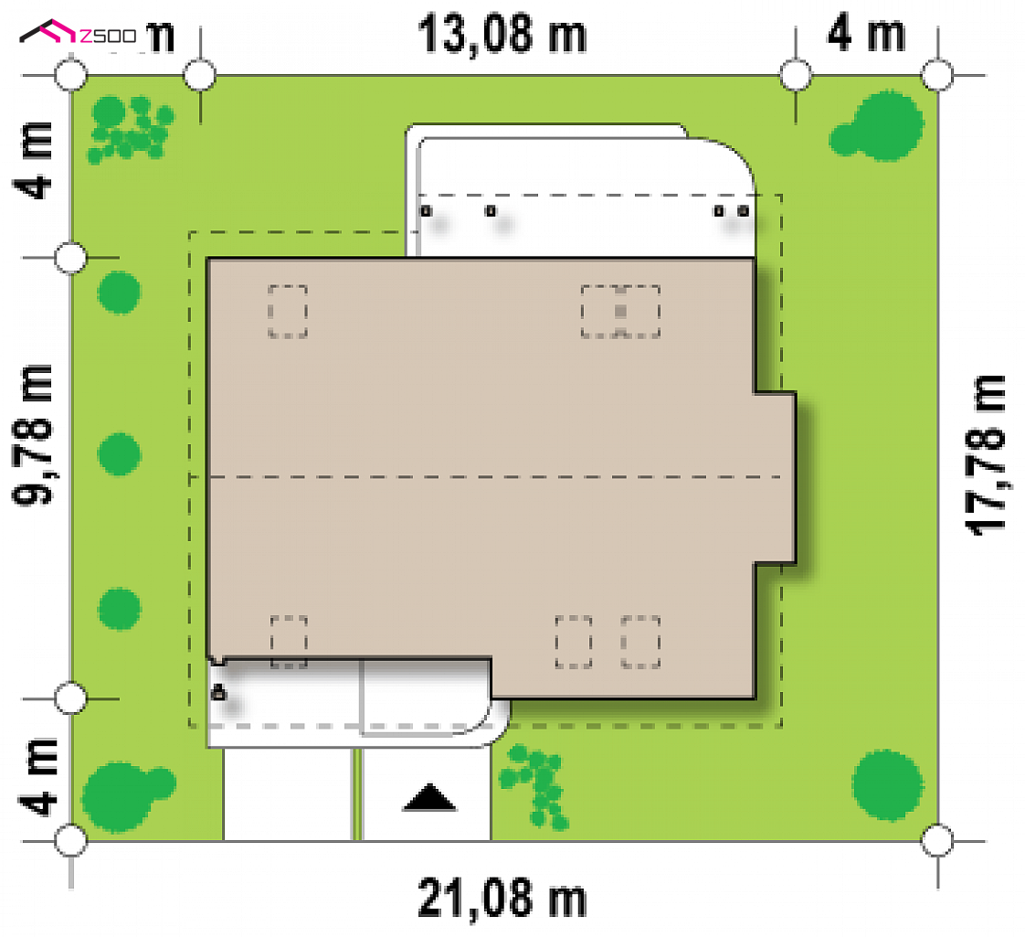 Z124 to wyjątkowy dom z kategorii projekty domów z garażem jednostanowiskowym Gotowy projekt domu Z124 - Kompaktowy dom z garażem i wykuszem, ekonomiczny w budowie.