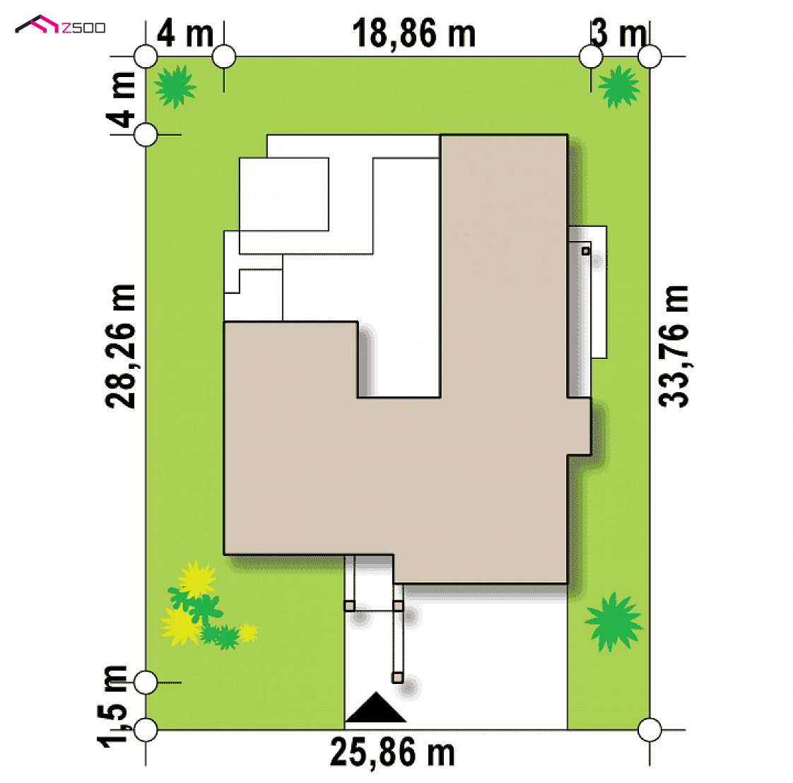 Zx99 to wyjątkowy dom z kategorii projekty domów z czterema pokojami Gotowy projekt domu Zx99 - Nowoczesny dom parterowy z garażem na 3 samochody oraz dużymi przeszkleniami.