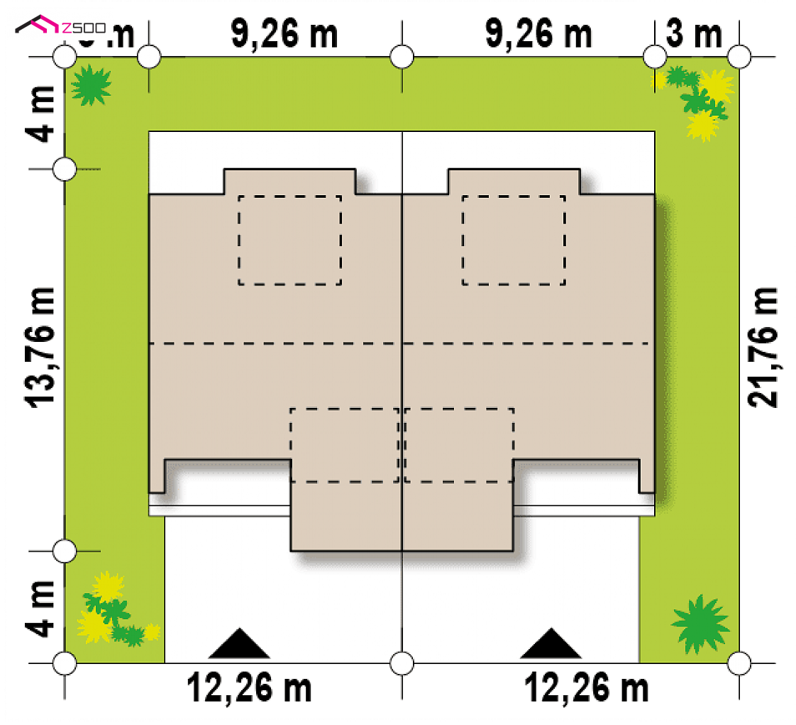 Zb14 to wyjątkowy dom z kategorii projekty domów z garażem jednostanowiskowym Gotowy projekt domu Zb14 - Dom do zabudowy bliźniaczej lub szeregowej do 120m2 z 3 sypialniami oraz garażem