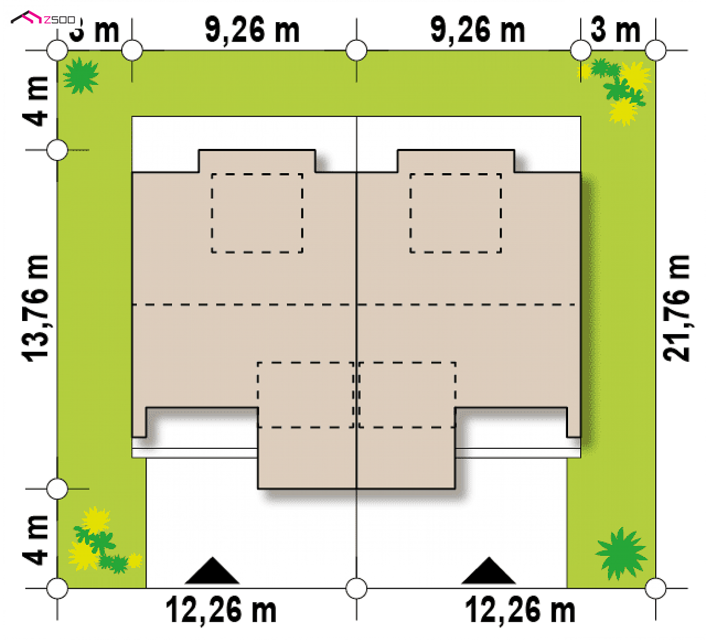 Zb14 to wyjątkowy dom z kategorii projekty domów w zabudowie bliźniaczej Gotowy projekt domu - Dom do zabudowy bliźniaczej lub szeregowej do 120m2 z 3 sypialniami oraz garażem