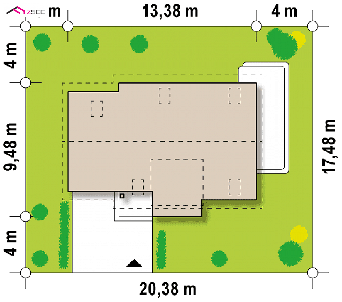 Z126 to wyjątkowy dom z kategorii projekty domów z dachem dwuspadowym Gotowy projekt domu Z126 - Współczesny projekt domu z poddaszem, oryginalnym wykuszem i garażem.