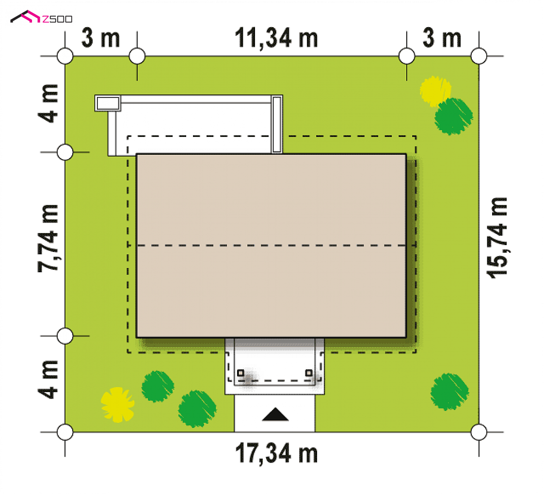 Z12 to wyjątkowy dom z kategorii projekty domów do 70 m2 Gotowy projekt domu Z12 - Dom z dachem dwuspadowym i opcją zagospodarowania poddasza, łatwy w budowie.