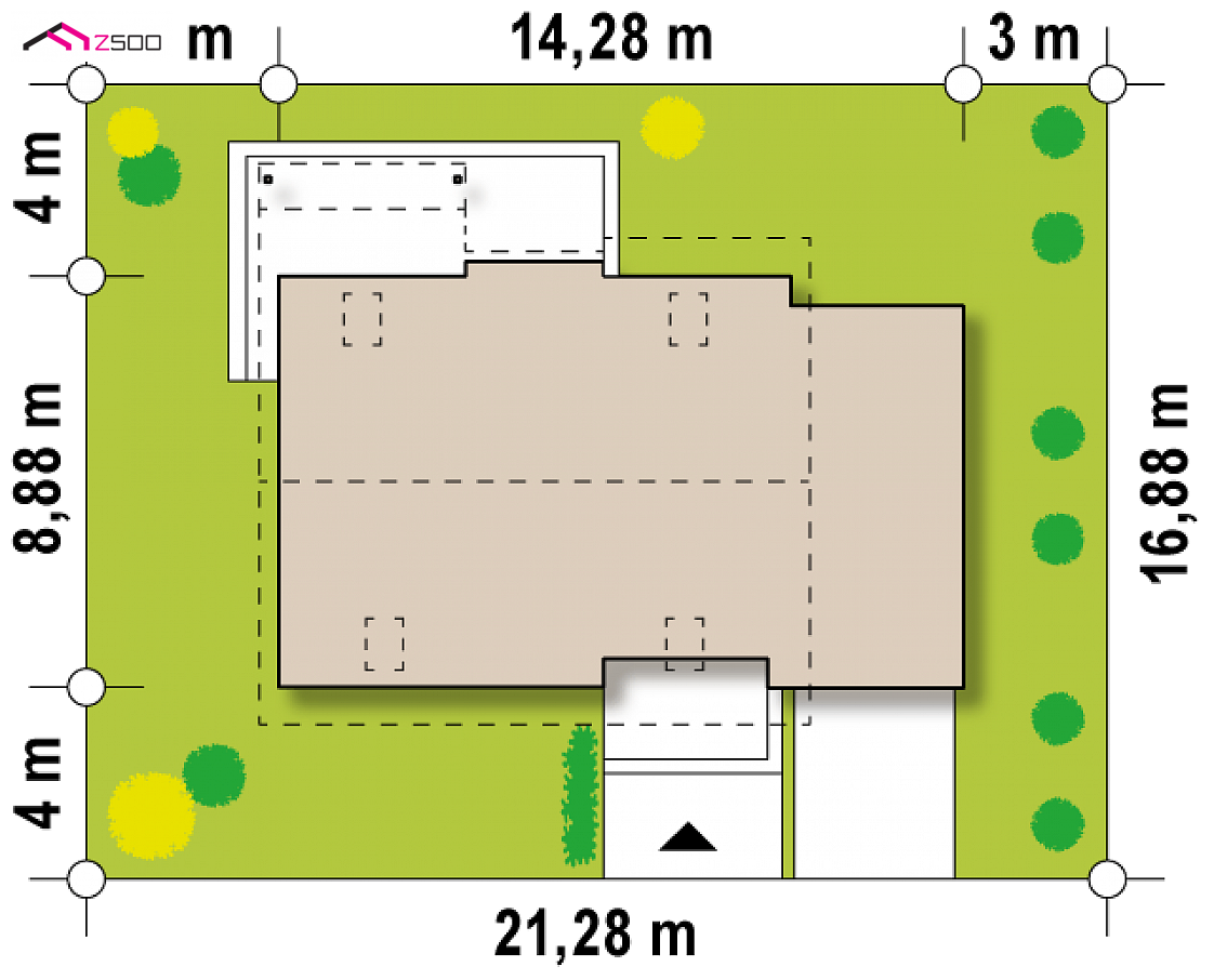 Z127 to wyjątkowy dom z kategorii projekty domów jednorodzinnych Gotowy projekt domu Z127 - Mały i kompaktowy dom z poddaszem oraz pokojem na parterze, nad garażem taras.