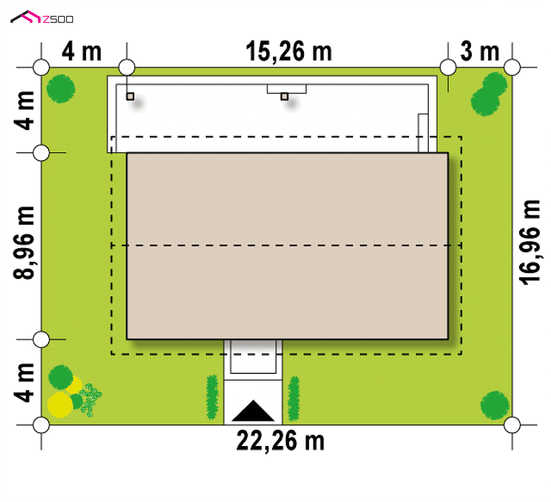 Z376 35 to wyjątkowy dom z kategorii projekty domów z większą liczbą pokoi Gotowy projekt domu Z376 35 - Wariant Z376 z kątem nachylenia dachu 35 stopni, 4 sypialniami do 110m2.