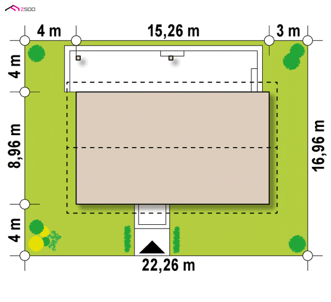 Z376 35 to wyjątkowy dom z kategorii projekty domów parterowych Gotowy projekt domu - Wariant Z376 z kątem nachylenia dachu 35 stopni, 4 sypialniami do 110m2.