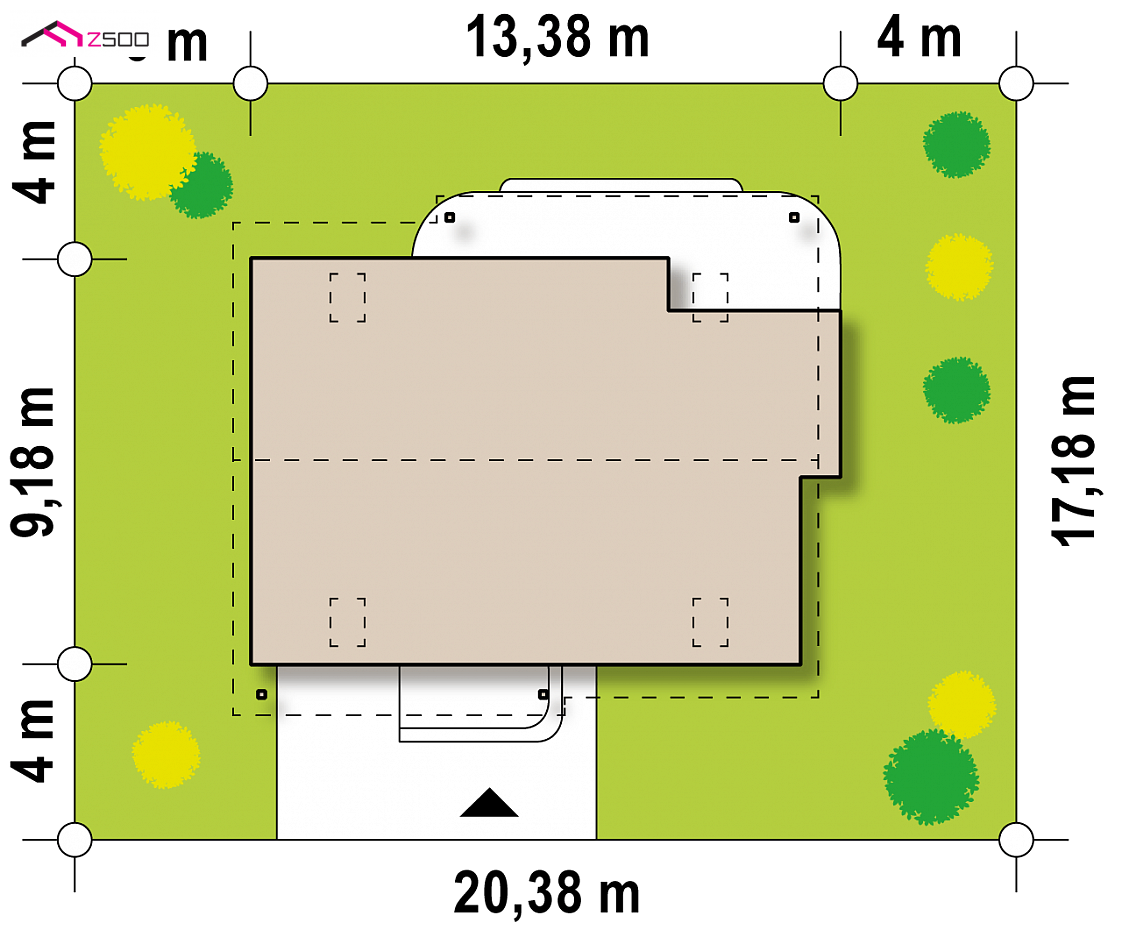 Z129 to wyjątkowy dom z kategorii projekty domów jednorodzinnych Gotowy projekt domu Z129 - Ekonomiczny dom z dwuspadowym dachem, przestronną częścią dzienną i garażem.