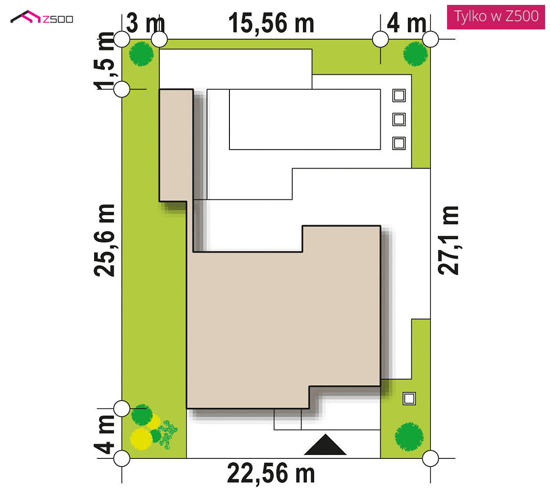 Zx98 to wyjątkowy dom z kategorii projekty domów z większą liczbą pokoi Gotowy projekt domu Zx98 - Nowoczesny dom piętrowy z zielonym dachem i dużymi oknami od strony ogrodu.