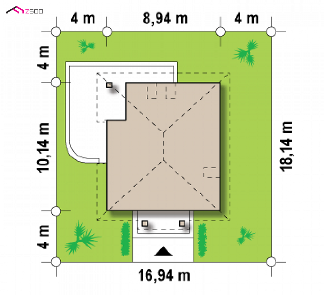 Z145 to wyjątkowy dom z kategorii projekty domów do 110 m2 Gotowy projekt domu Z145 - Dom z dachem kopertowym i lukarną. Funkcjonalne wnętrze i tradycyjny styl.