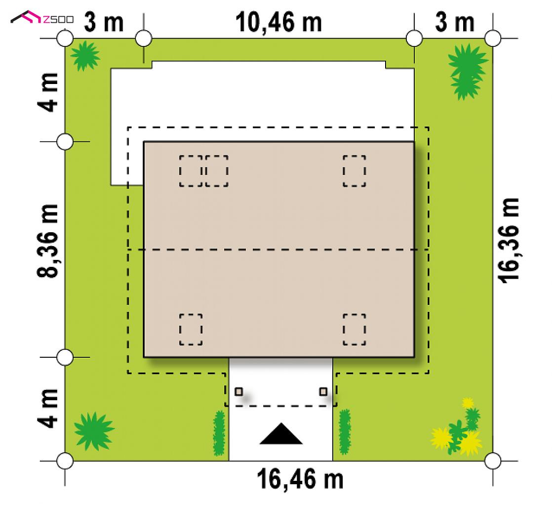 Z14 to wyjątkowy dom z kategorii projekty domów do 110 m2 Gotowy projekt domu Z14 - Funkcjonalny dom z dachem dwuspadowym, tani i łatwy w budowie. Pokój na parterze