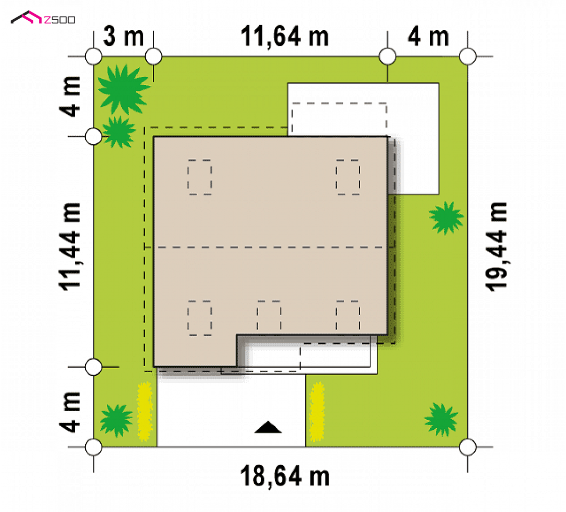 Z148 to wyjątkowy dom z kategorii projekty domów z garażem jednostanowiskowym Gotowy projekt domu Z148 - Ekonomiczny dom z poddaszem, sypialnią na parterze, garażem oraz przydomową oranżerią.