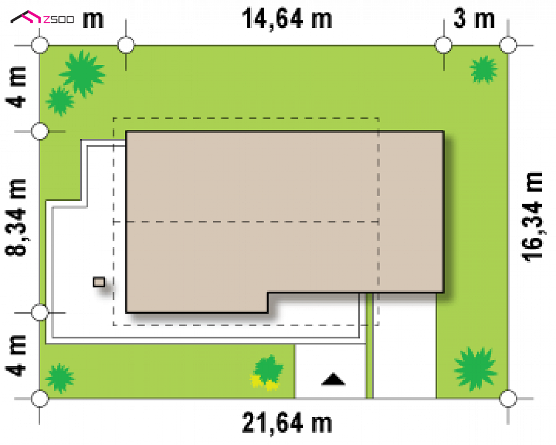 Z149 to wyjątkowy dom z kategorii projekty domów z garażem jednostanowiskowym Gotowy projekt domu Z149 - Współczesny dom z podwyższoną ścianką kolankową i tarasem na piętrze.