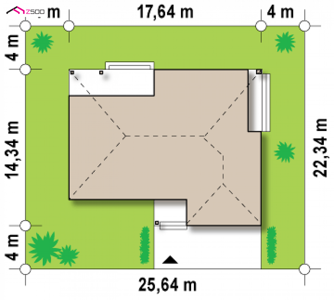 Z152 to wyjątkowy dom z kategorii projekty domów z garażem dwustanowiskowym Gotowy projekt domu Z152 - Dom parterowy z 3 sypialniami, przestronnym salonem z garażem dwustanowiskowym.