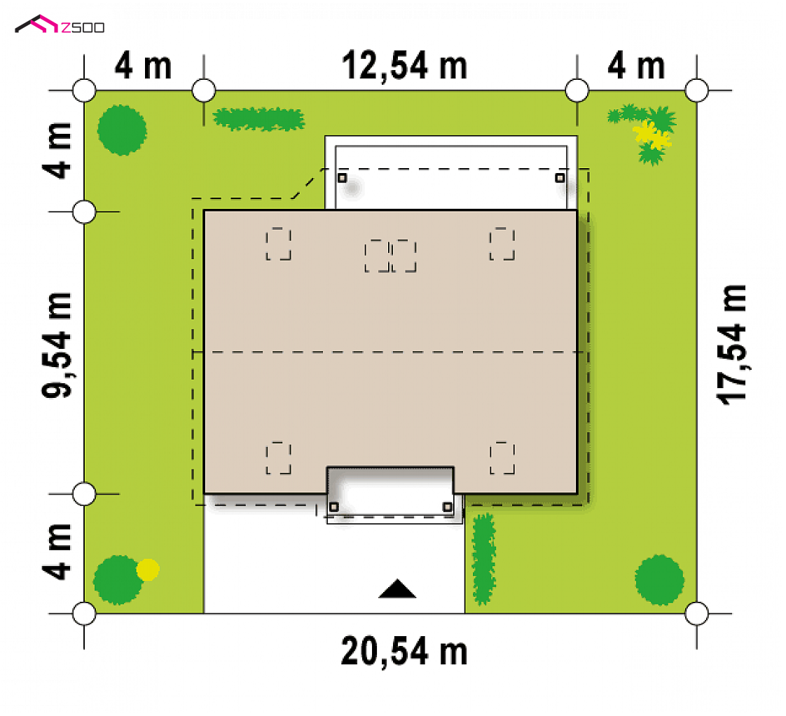 Z164 to wyjątkowy dom z kategorii projekty domów jednorodzinnych Gotowy projekt domu Z164 - Zgrabny dom z garażem i dachem dwuspadowym na wąską działkę.