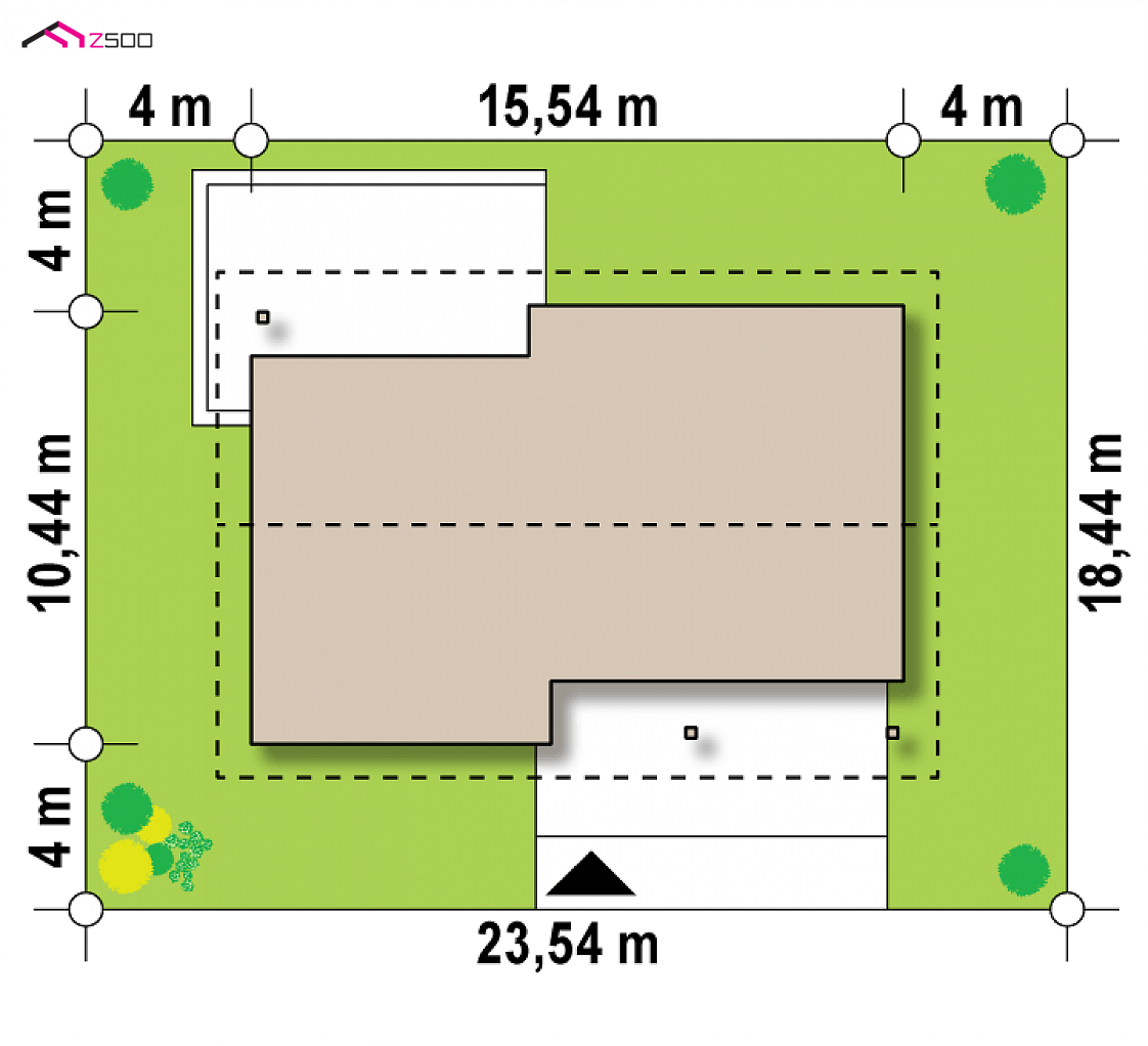 Z176 to wyjątkowy dom z kategorii projekty domów z czterema pokojami Gotowy projekt domu Z176 - Funkcjonalny dom parterowy z 3 sypialniami i dachem kopertowym.