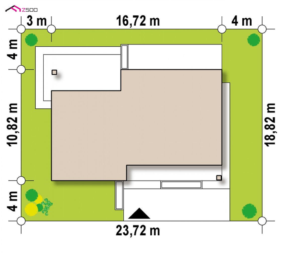 Z349 D to wyjątkowy dom z kategorii projekty domów do 130 m2 Gotowy projekt domu Z349 D - Dom drewniany z dachem 2-spadowym, 4 sypialniami oraz przestronną strefą dzienną