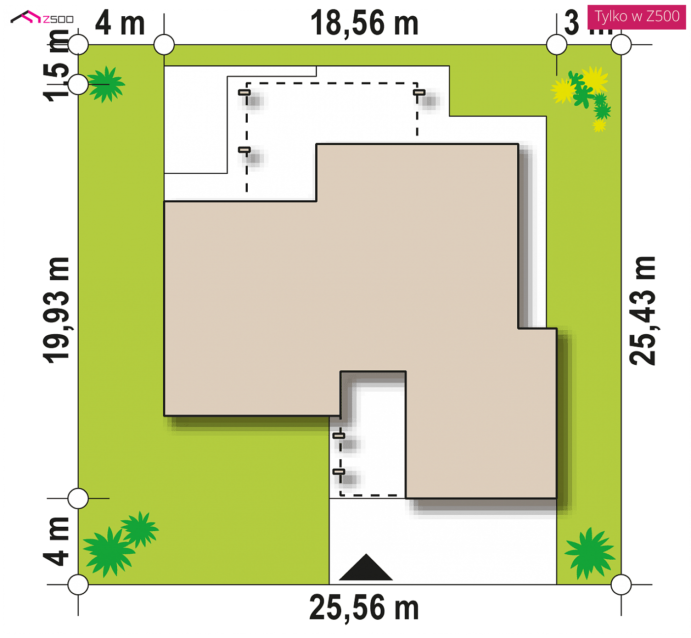 Zx78 D to wyjątkowy dom z kategorii projekty domów parterowych Gotowy projekt domu - Nowoczesny dom z garażem od frontu, zadaszeniem z pergoli oraz 3 sypialniami.