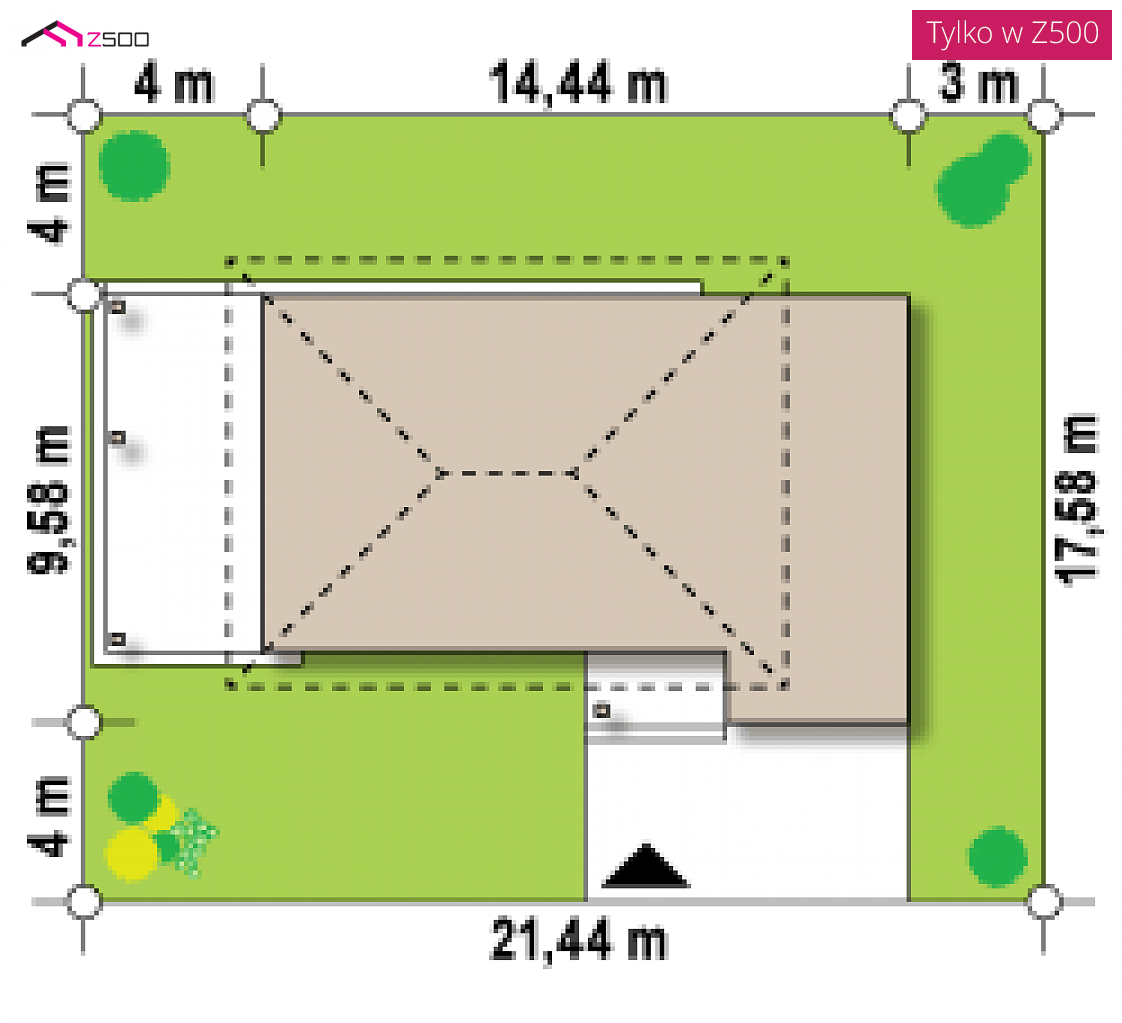 Zx63 D B + to wyjątkowy dom z kategorii projekty domów z większą liczbą pokoi Gotowy projekt domu Zx63 D B + - Nowoczesny dom piętrowy z dachem kopertowym i wjazdem od południa.
