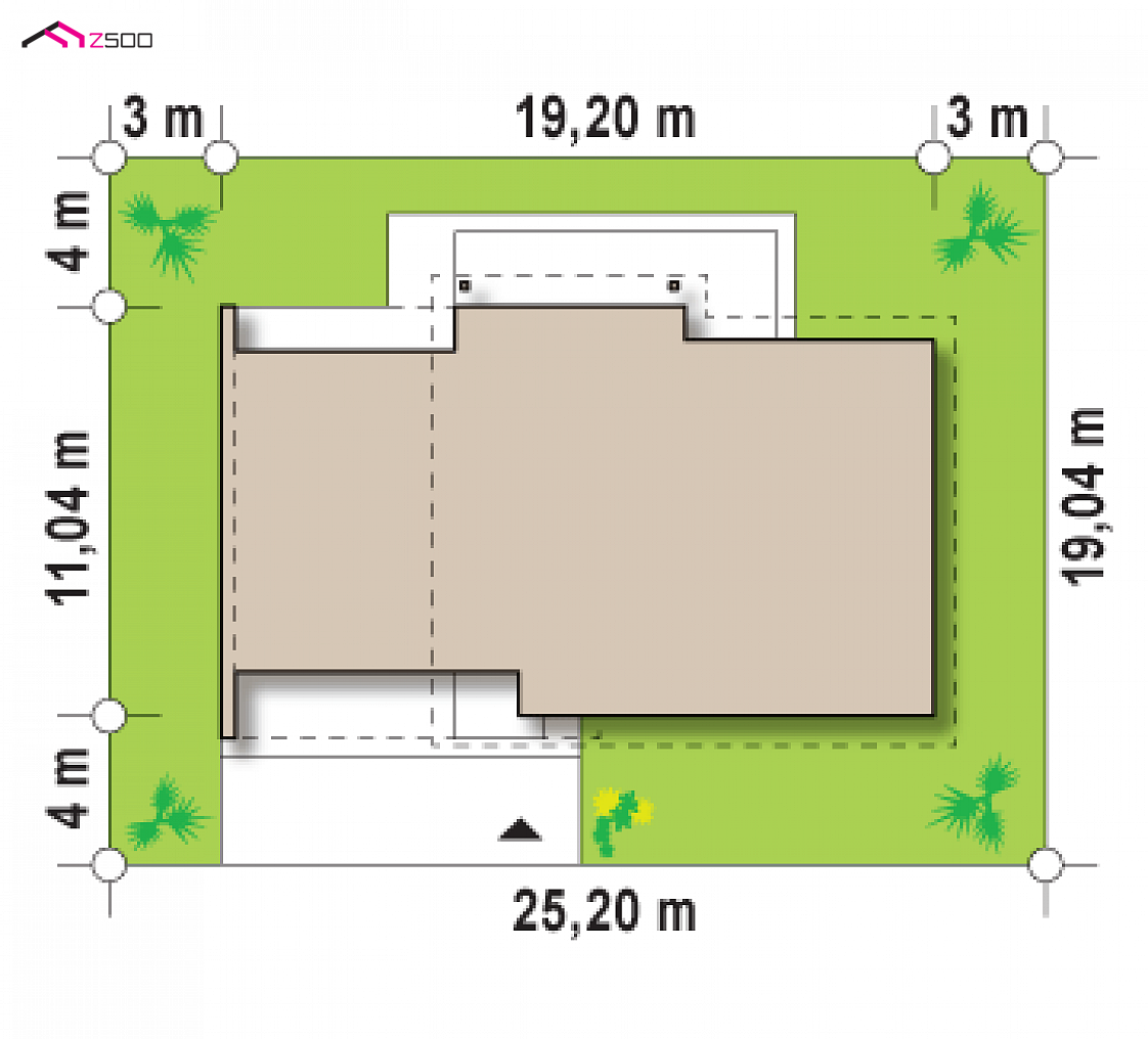 Z182 to wyjątkowy dom z kategorii projekty domów z garażem dwustanowiskowym Gotowy projekt domu Z182 - Parterowy dom z dużym bocznym garażem na 2 auta, we współczesnym stylu.