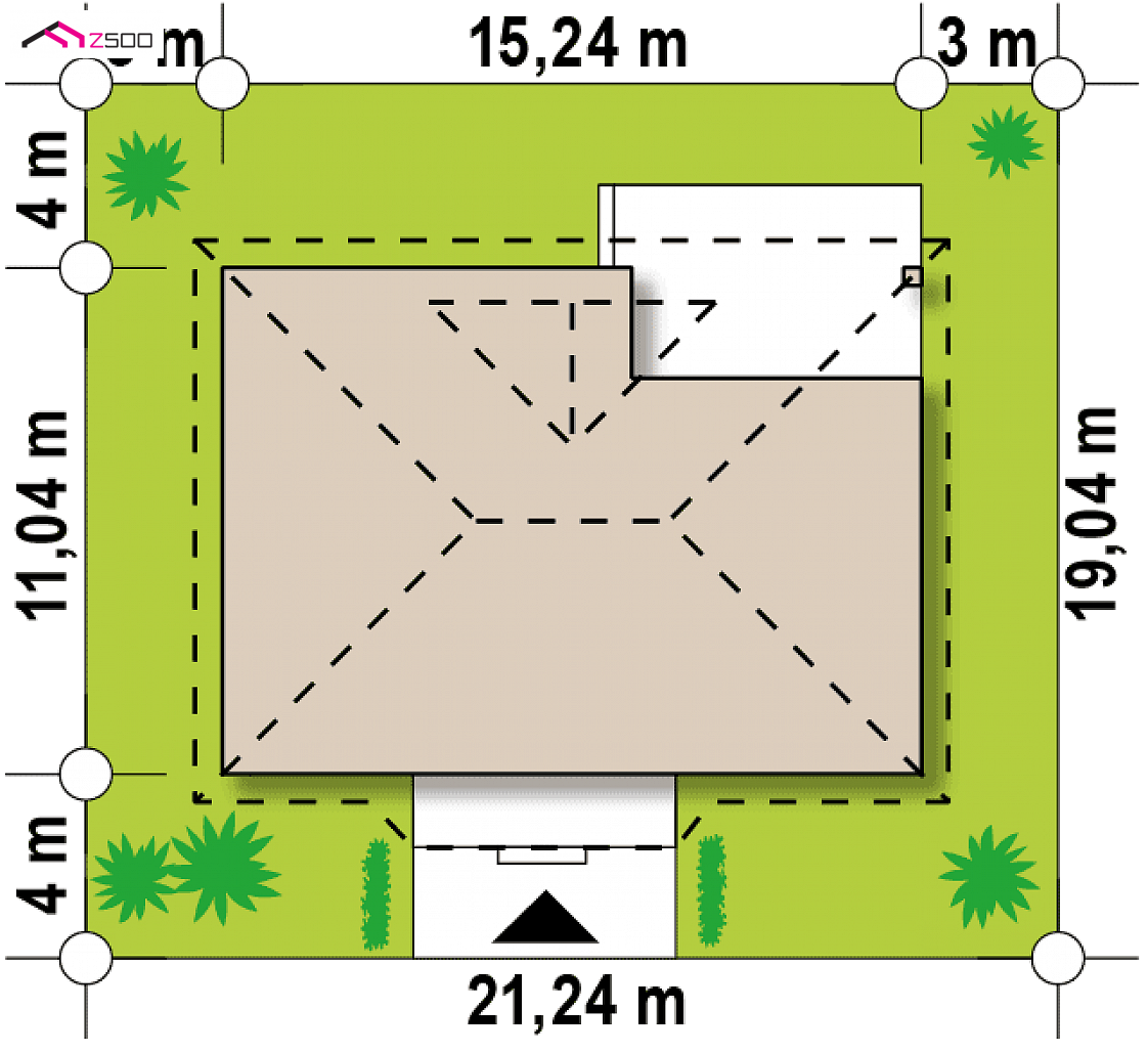 Z185 to wyjątkowy dom z kategorii projekty domów z czterema pokojami Gotowy projekt domu Z185 - Praktyczny dom z dużą kuchnią, spiżarnią, oranżerią i zadaszonym tarasem.
