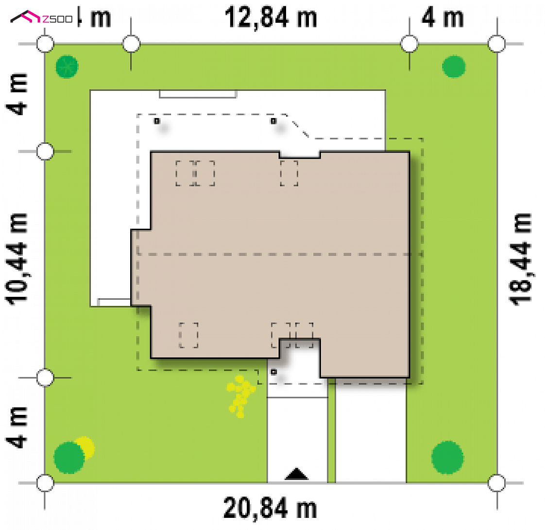 Z186 to wyjątkowy dom z kategorii projekty domów z większą liczbą pokoi Gotowy projekt domu Z186 - Ekonomiczny, funkcjonalny projekt o wyważonych proporcjach z garażem w bryle.