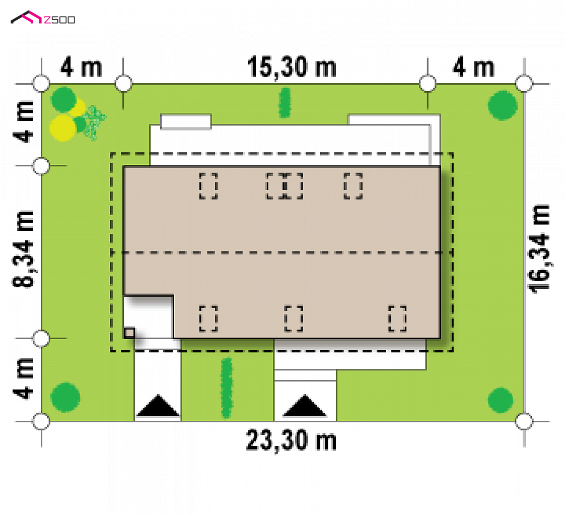 Z187 to wyjątkowy dom z kategorii projekty domów z większą liczbą pokoi Gotowy projekt domu Z187 - Dom dwulokalowy lub dwurodzinny z oddzielnym wejściem do mieszkania lub biura.