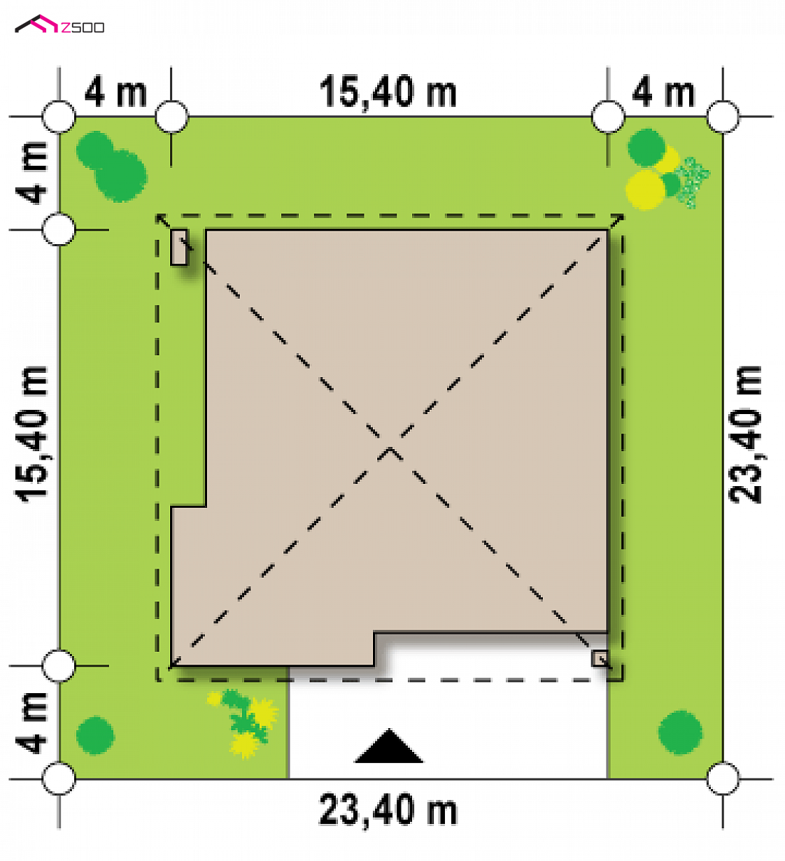 Z196 to wyjątkowy dom z kategorii projekty domów z garażem dwustanowiskowym Gotowy projekt domu Z196 - Komfortowy dom parterowy z garażem dwustanowiskowym i dachem kopertowym.