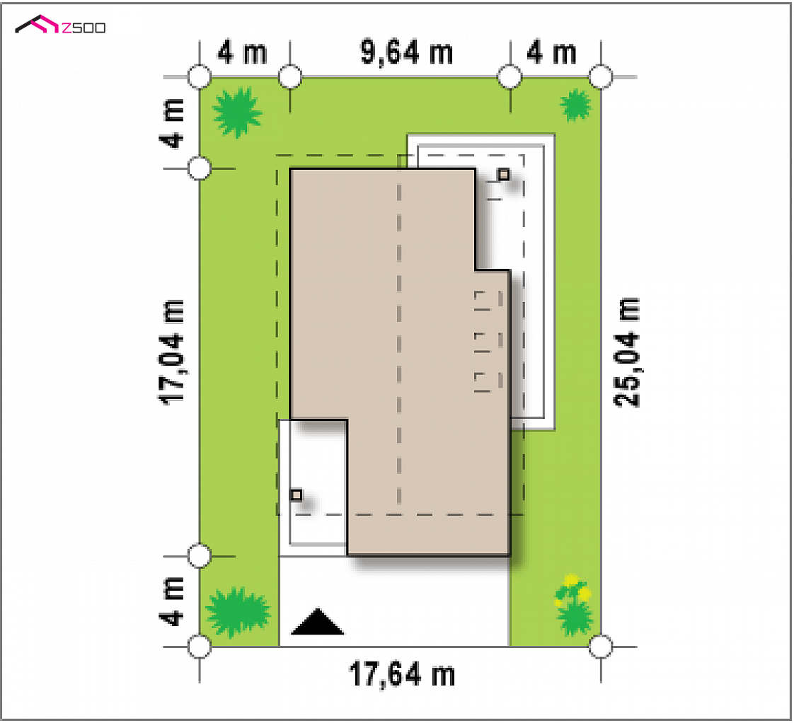 Z198 to wyjątkowy dom z kategorii projekty domów z większą liczbą pokoi Gotowy projekt domu Z198 - Wygodny dom z przestronna strefą dzienną oraz tarasem nad garażem od frontu