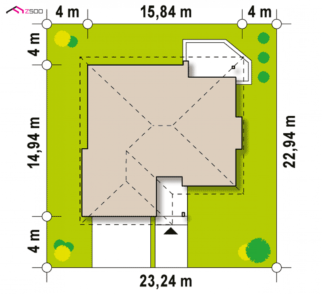 Z205 to wyjątkowy dom z kategorii projekty domów z garażem jednostanowiskowym Gotowy projekt domu Z205 - Projekt domu parterowego z gabinetem z dostępem z zewnątrz.