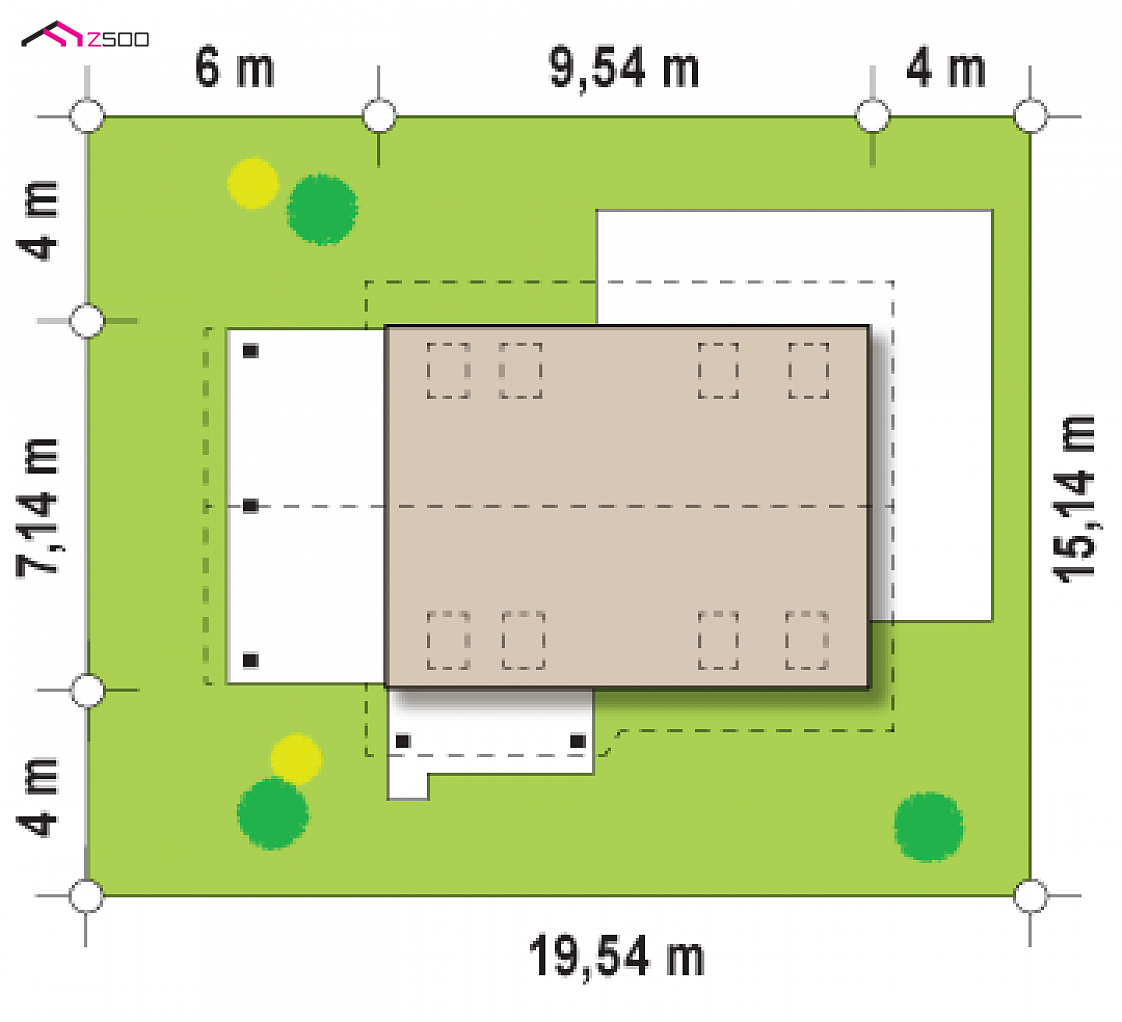 Z216 to wyjątkowy dom z kategorii projekty domów z większą liczbą pokoi Gotowy projekt domu Z216 - Tani w realizacji, ekonomiczny w utrzymaniu, wygodny dom z gabinetem na parterze