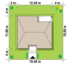 Z24 to wyjątkowy dom z kategorii projekty domów do 120 m2 Gotowy projekt domu Z24 - Funkcjonalny dom parterowy z kopertowym dachem i narożnym oknem w kuchni.