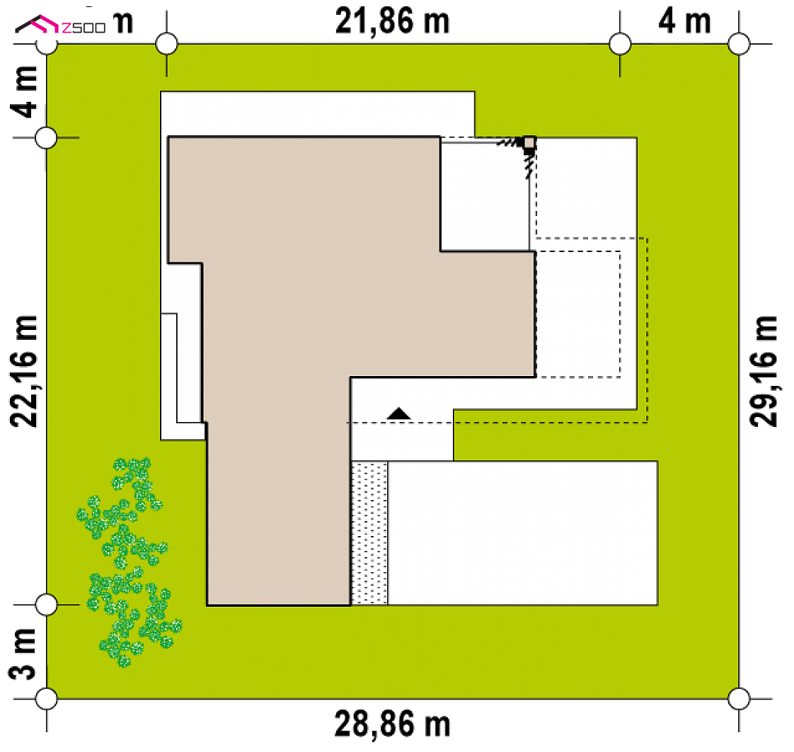Zx154 to wyjątkowy dom z kategorii projekty domów z większą liczbą pokoi Gotowy projekt domu Zx154 - Nowoczesny dom o powierzchni ponad 200m2 z zielonymi elewacjami.