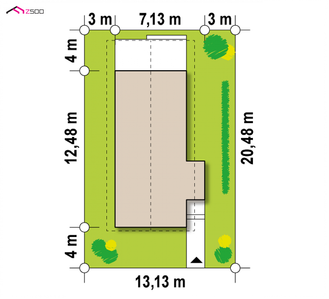 Z25 to wyjątkowy dom z kategorii projekty domów do 120 m2 Gotowy projekt domu Z25 - Projekt domu piętrowego z dwuspadowym dachem na wąską działkę.