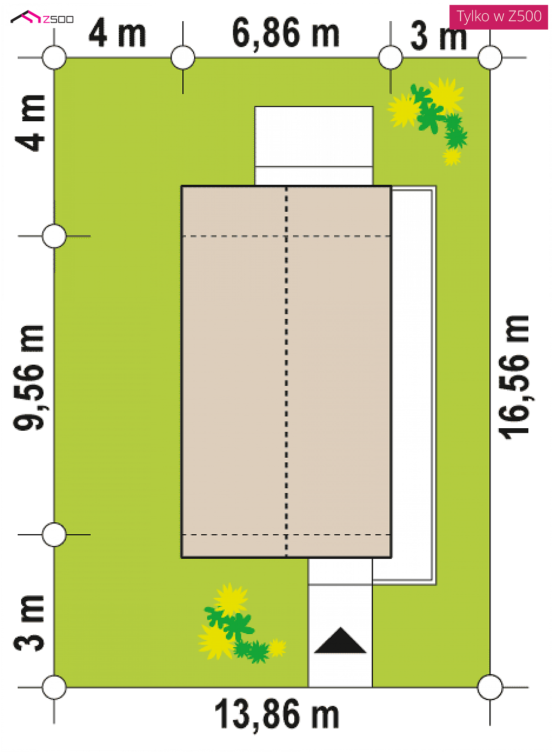 Z389 to wyjątkowy dom z kategorii projekty domów na wąską działkę Gotowy projekt domu Z389 - Dom o powierzchni 47m2 z dachem 2-spadowym i jedną sypialnią.