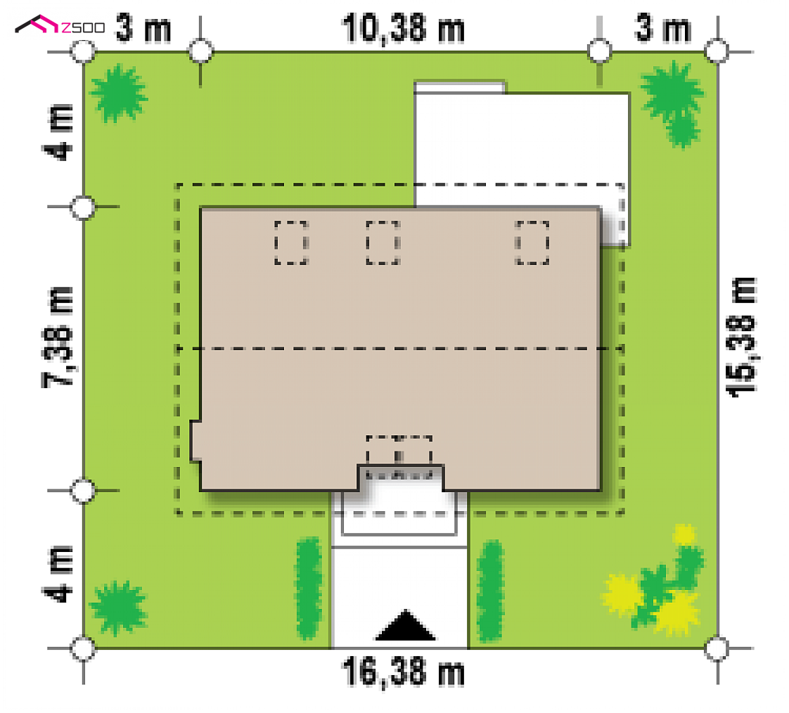 Z34 HB to wyjątkowy dom z kategorii projekty domów z dachem dwuspadowym Gotowy projekt domu Z34 HB - Projekt domu na małą działkę w technologii H-Block firmy Solcraft