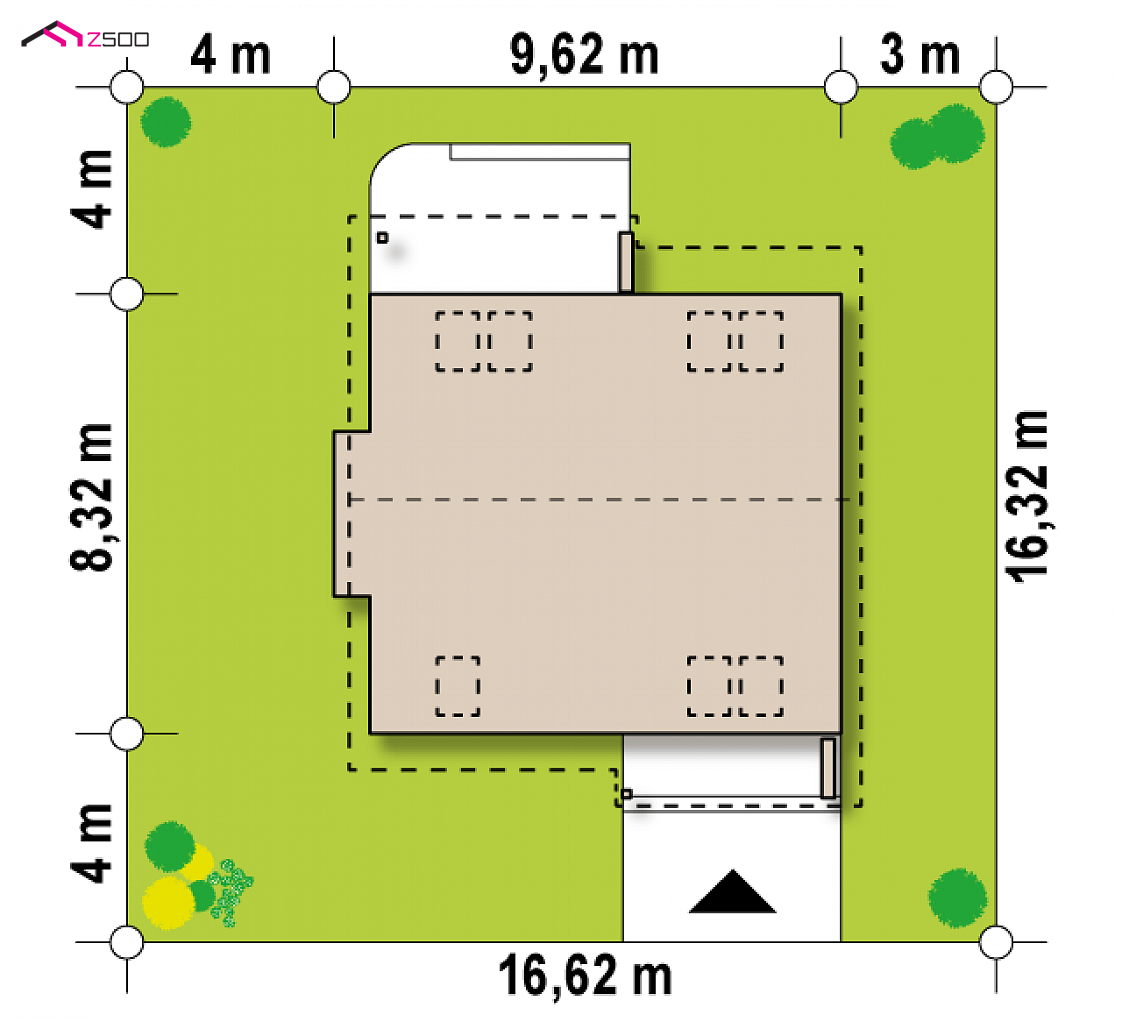 Z102 HB to wyjątkowy dom z kategorii projekty domów do 110 m2 Gotowy projekt domu Z102 HB - Funkcjonalny i tani w budowie dom w technologii H-Block firmy Solcraft