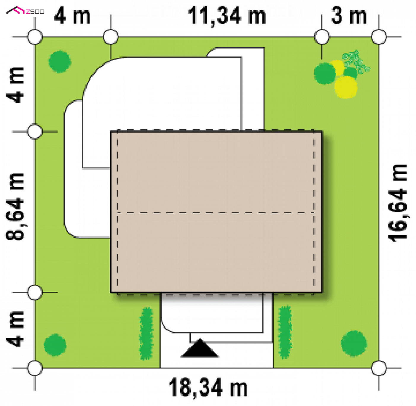 Z252 HB to wyjątkowy dom z kategorii projekty domów parterowych Gotowy projekt domu - Mały, parterowy domu z jasnym wnętrzem w technologii H-Block firmy Solcraft